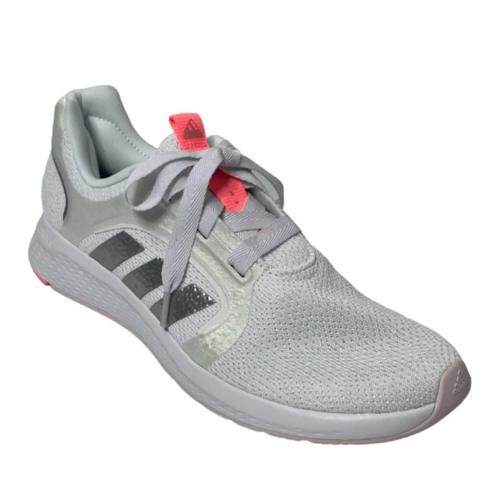 Adidas Bounce Edge Athletic Shoes Running Gray White Silver Coral Pink Size 11
